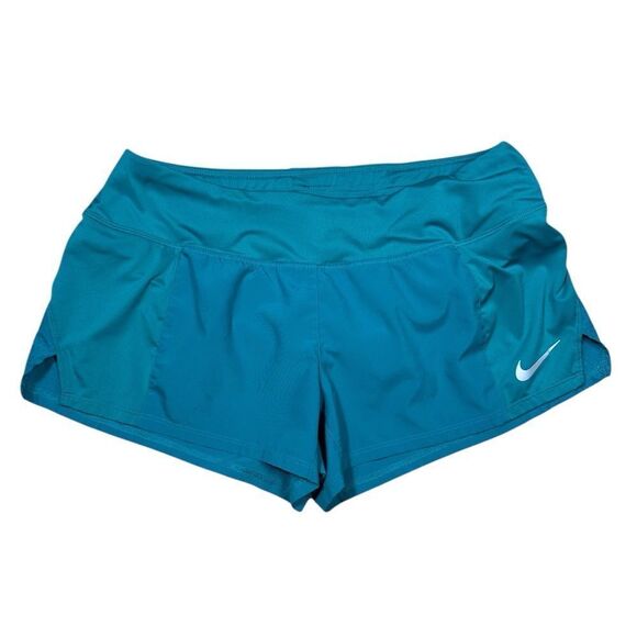 Nike Dri Fit Women’s Teal Blue 3” Athletic Running Shorts - Picture 2 of 8